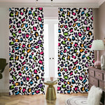 White And Rainbow Leopard Print Blackout Pencil Pleat Curtains