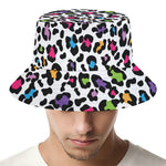 White And Rainbow Leopard Print Bucket Hat