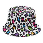White And Rainbow Leopard Print Bucket Hat
