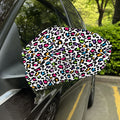 White And Rainbow Leopard Print Car Side Mirror Covers