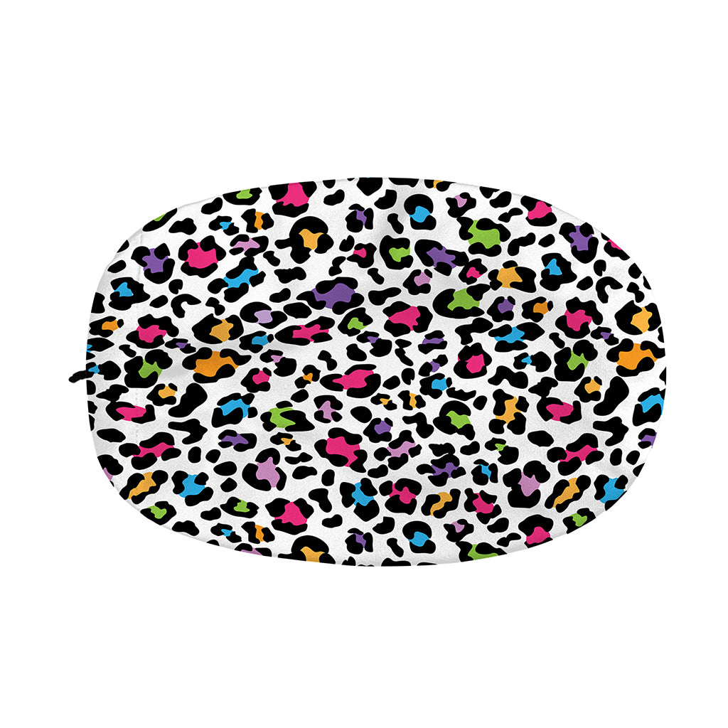 White And Rainbow Leopard Print Car Side Mirror Covers
