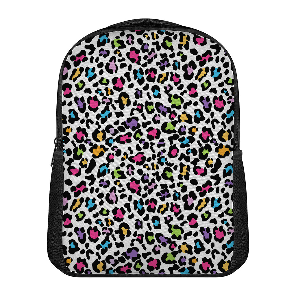 White And Rainbow Leopard Print Casual Backpack