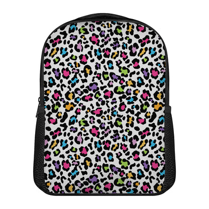 White And Rainbow Leopard Print Casual Backpack