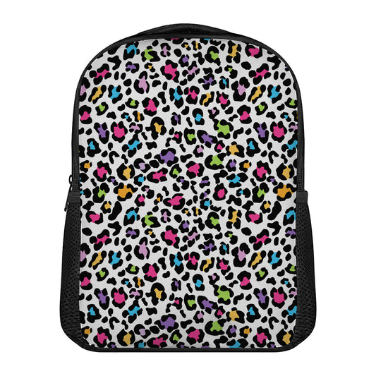White And Rainbow Leopard Print Casual Backpack