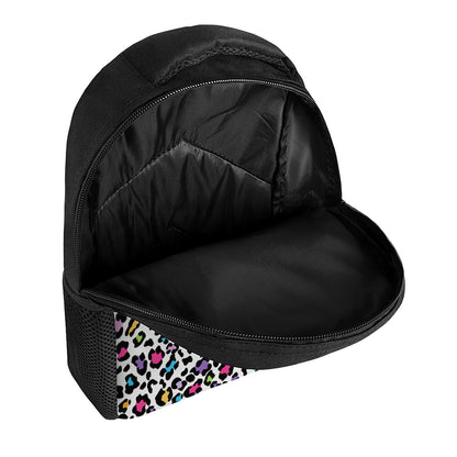 White And Rainbow Leopard Print Casual Backpack
