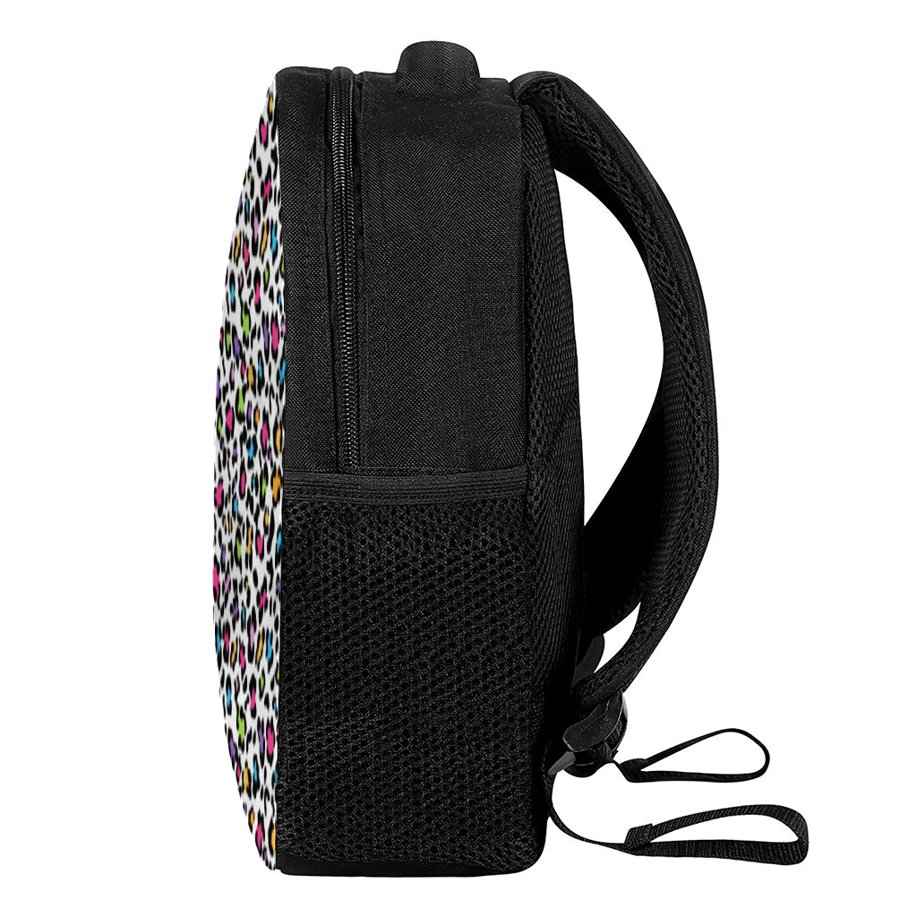 White And Rainbow Leopard Print Casual Backpack