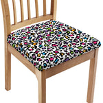 White And Rainbow Leopard Print Chair Cushion Cover