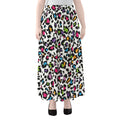 White And Rainbow Leopard Print Chiffon Maxi Skirt