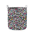 White And Rainbow Leopard Print Collapsible Laundry Basket