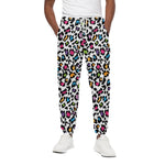 White And Rainbow Leopard Print Cotton Pants