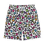 White And Rainbow Leopard Print Cotton Shorts