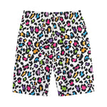 White And Rainbow Leopard Print Cotton Shorts