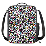 White And Rainbow Leopard Print Crossbody Lunch Bag