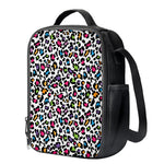 White And Rainbow Leopard Print Crossbody Lunch Bag