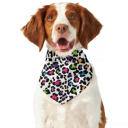 White And Rainbow Leopard Print Dog Bandana