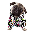 White And Rainbow Leopard Print Dog Zip Up Hoodie