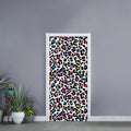 White And Rainbow Leopard Print Door Sticker