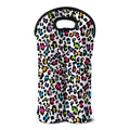 White And Rainbow Leopard Print Double Neoprene Wine Tote