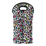White And Rainbow Leopard Print Double Neoprene Wine Tote