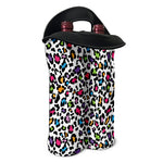White And Rainbow Leopard Print Double Neoprene Wine Tote