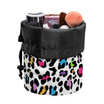 White And Rainbow Leopard Print Drawstring Makeup Bag