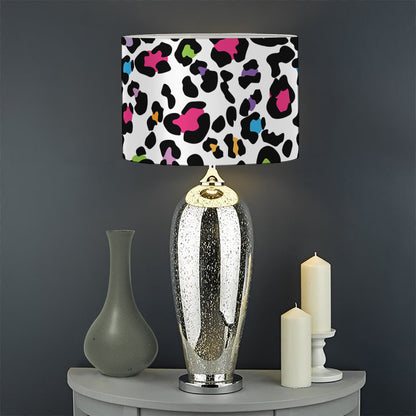 White And Rainbow Leopard Print Drum Lamp Shade