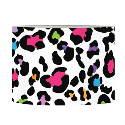 White And Rainbow Leopard Print Drum Lamp Shade