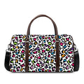 White And Rainbow Leopard Print Duffel Bag