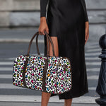 White And Rainbow Leopard Print Duffle Bag