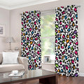 White And Rainbow Leopard Print Extra Wide Grommet Curtains