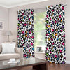 White And Rainbow Leopard Print Extra Wide Grommet Curtains