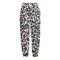White And Rainbow Leopard Print Fleece Lined Knit Pants