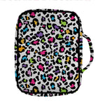 White And Rainbow Leopard Print Front Pocket Bible Bag