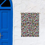 White And Rainbow Leopard Print Garden Flag