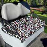 White And Rainbow Leopard Print Golf Cart Seat Cover
