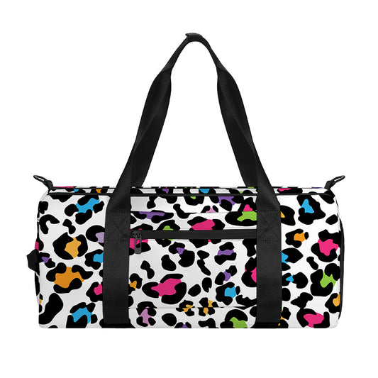 White And Rainbow Leopard Print Gym Bag
