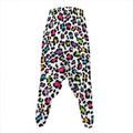 White And Rainbow Leopard Print Hammer Pants