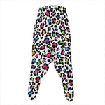 White And Rainbow Leopard Print Hammer Pants