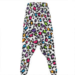White And Rainbow Leopard Print Hammer Pants