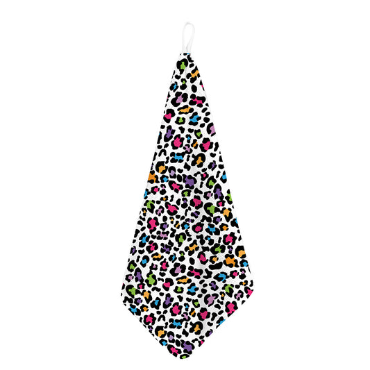 White And Rainbow Leopard Print Hand Towel