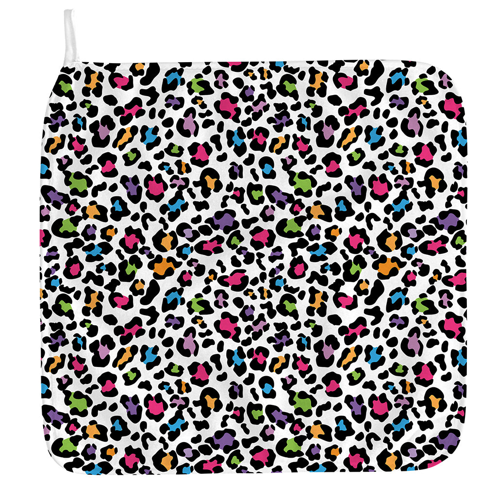 White And Rainbow Leopard Print Hand Towel