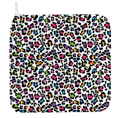 White And Rainbow Leopard Print Hand Towel