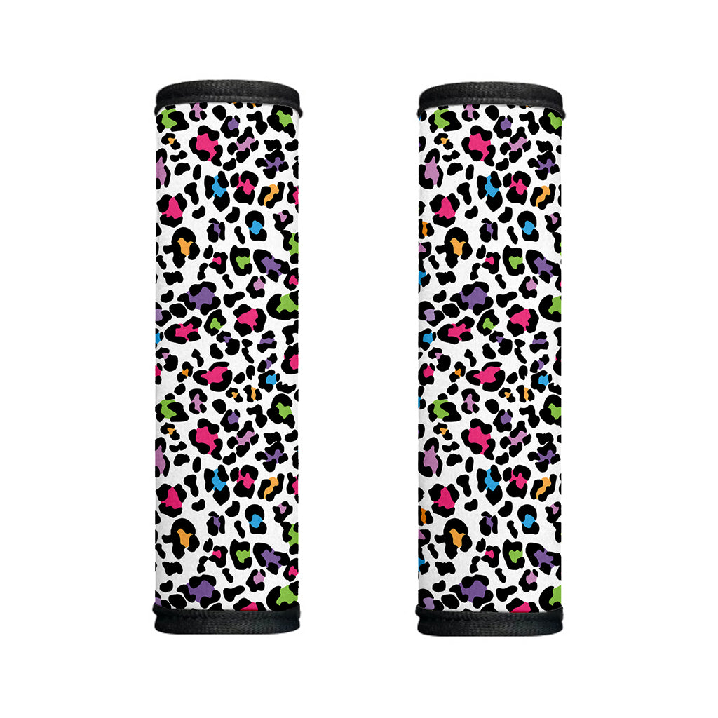 White And Rainbow Leopard Print Handle Covers