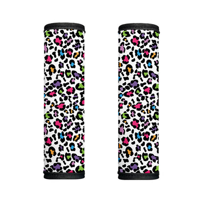 White And Rainbow Leopard Print Handle Covers