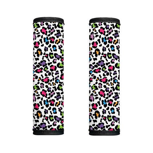 White And Rainbow Leopard Print Handle Covers