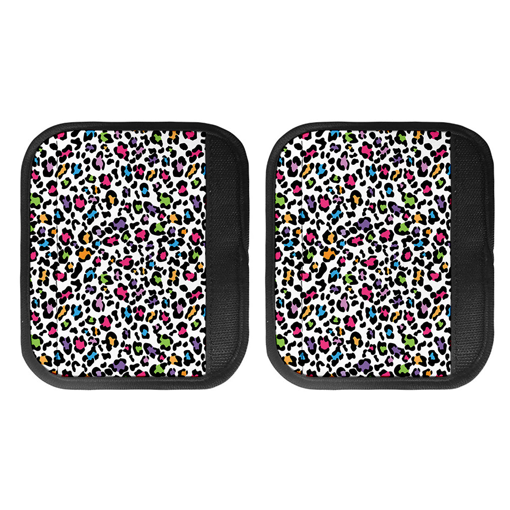 White And Rainbow Leopard Print Handle Covers