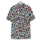 White And Rainbow Leopard Print Hawaiian Shirt