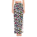 White And Rainbow Leopard Print High Slit Maxi Skirt