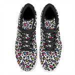 White And Rainbow Leopard Print High Top Leather Sneakers