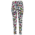 White And Rainbow Leopard Print High-Waisted Pocket Leggings